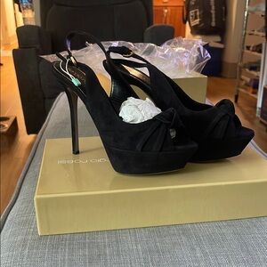 Sergio Rossi Black Elegant Heels with Peep-Toe